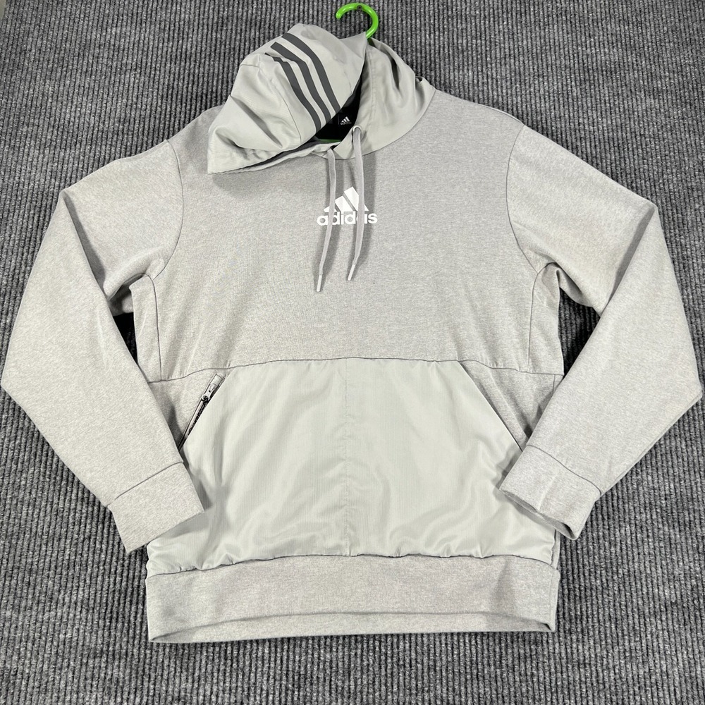 Adidas Hoodie Sweatshirt Mens Size Medium Gray Long Sleeve Activewear Sharp